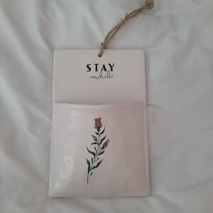 Floral Ceramic Wall Hanging with Pocket